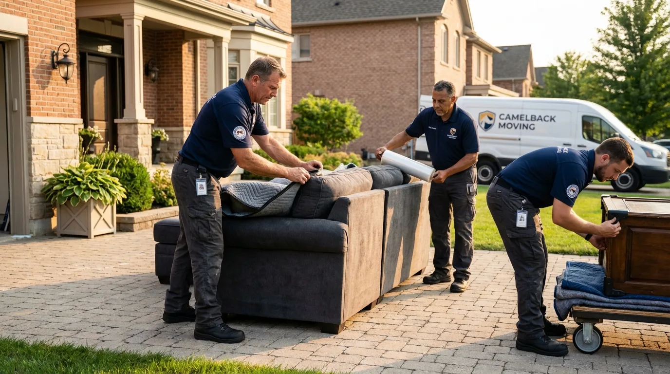 Large estate moving crew wrapping furniture in Livingston, AL