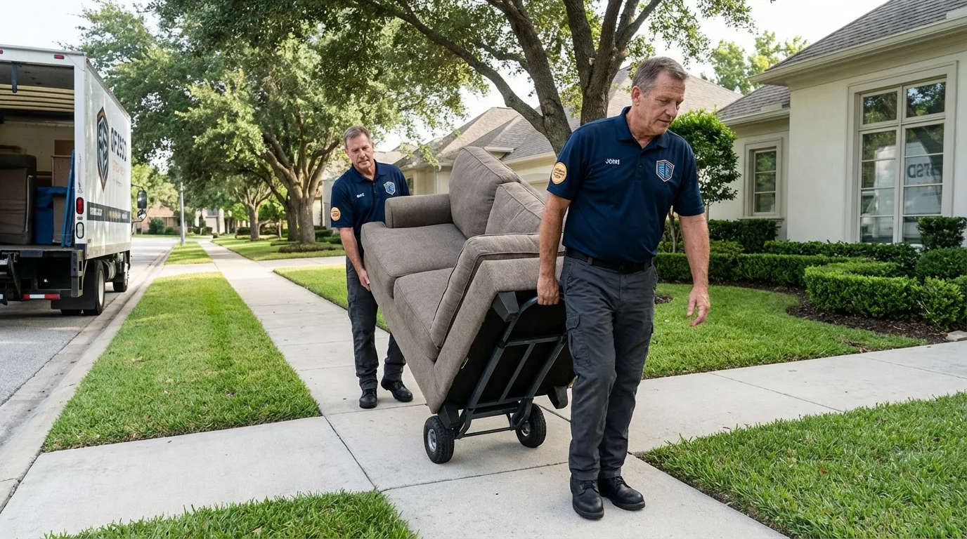 Local residential moving crew loading furniture in Livingston, AL