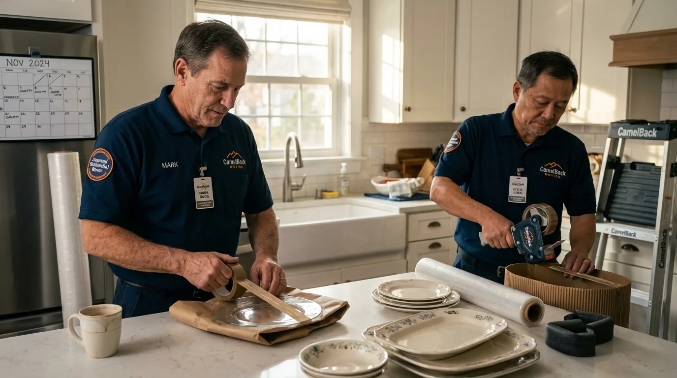 Professional crew packing kitchen dishware in Livingston, AL